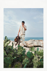 Waxed Canvas Leather Mens Large Backpack Canvas Travel Backpack Barrel Travel Backpacks for Men