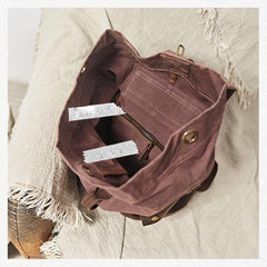 Waxed Canvas Leather Mens Large Backpack Canvas Travel Backpack Barrel Travel Backpacks for Men