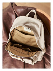 Cool Red Canvas Leather Mens Womens Backpack Canvas Brown Travel Canvas Backpack School Backpack for Women