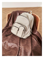 Cool Red Canvas Leather Mens Womens Backpack Canvas Brown Travel Canvas Backpack School Backpack for Women