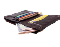Cool Coffee Leather Mens Vertical Bifold Small Wallet Front Pocket Bifold billfold Wallet For Men