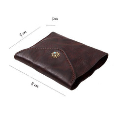 Vintage Coffee Leather Mens Envelope billfold Small Wallet Front Pocket Bifold billfold Wallet For Men