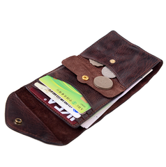 Vintage Coffee Leather Mens Envelope billfold Small Wallet Front Pocket Bifold billfold Wallet For Men