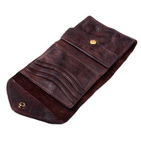 Vintage Coffee Leather Mens Envelope billfold Small Wallet Front Pocket Bifold billfold Wallet For Men