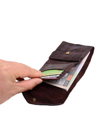 Vintage Coffee Leather Mens Envelope billfold Small Wallet Front Pocket Bifold billfold Wallet For Men