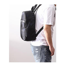 Cool Black Nylon Backpack Men's 14 inches Waterproof Backpack School Backpack For Men