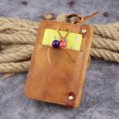Brown Leather Key Case Key Wallet Men's Dark Coffee Key Holder Red Card Holder For Men