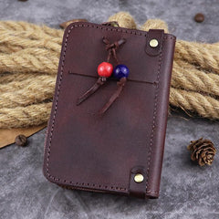 Brown Leather Key Case Key Wallet Men's Dark Coffee Key Holder Red Card Holder For Men