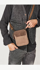 Cool Canvas Mens Mini Side Bag Small Vertical Messenger Bags Courier Bag for Men
