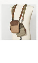 Cool Canvas Mens Mini Side Bag Small Vertical Messenger Bags Courier Bag for Men