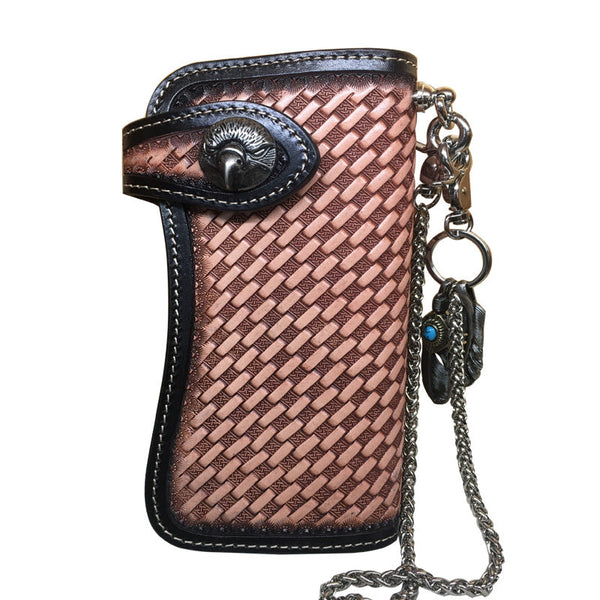 Cool Leather Eagle Tooled Biker Wallet Handmade Biker Chain Wallet for Men KBPJ02151010