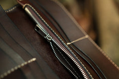 Cool Leather Japanese Samurai Tooled Biker Wallet Handmade Chain Wallet for Men