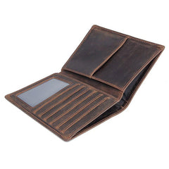 Cool Leather Long Wallet for Men Slim Bifold Wallet Passport Wallet Travel Wallet