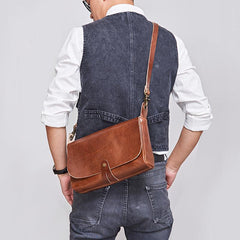 Cool Leather Mens Small Side Bag Leather Courier Bags Messenger Bags Side Bag for Men