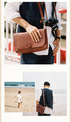 Cool Leather Mens Small Side Bag Leather Courier Bags Messenger Bags Side Bag for Men