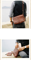 Cool Leather Mens Small Side Bag Leather Courier Bags Messenger Bags Side Bag for Men