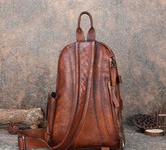 Cool Men's Leather Sling Bag Sling Pack Brown Leather Sling Backpack For Men