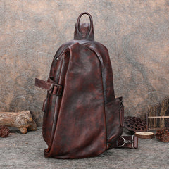 Cool Men's Leather Sling Bag Sling Pack Leather Sling Backpacks For Men