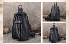 Cool Men's Leather Sling Bag Sling Pack Brown Leather Sling Backpack For Men