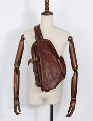 Cool Men's Leather Sling Bag Sling Pack Leather Sling Backpacks For Men