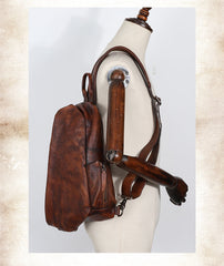 Cool Men's Leather Sling Bag Sling Pack Leather Sling Backpacks For Men