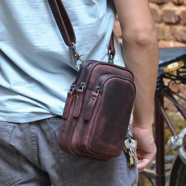 Cool Mens Leather Barrel Belt Pouch Mini - Back View