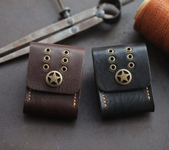 Cool Texas Star Black Leather Mens Zippo Lighter Cases Standard Zippo Lighter Holder Belt Loop For Men