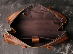 Cool Leather Men Large Brown Overnight Bag Travel Bag Weekender Bag For Men