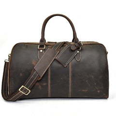 Cool Leather Men Large Brown Overnight Bag Travel Bag Weekender Bag For Men