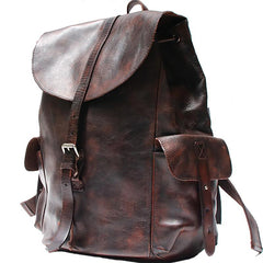 Cool Black Coffee Mens Leather Backpack Travel Backpack School Backpacks for men