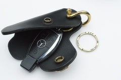 Cool Black Leather Biker Skull Car Key Holder Portable Motorcycle Key Holder For Men