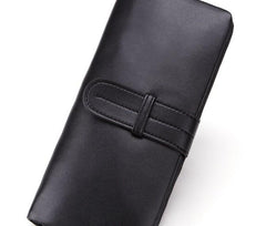 Cool Black Mens Leather Long Wallet Bifold Long Wallet for Men