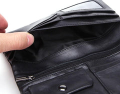 Cool Black Mens Leather Long Wallet Bifold Long Wallet for Men