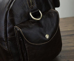 Cool Black Coffee Leather Men Barrel Overnight Bags Travel Bags Weekender Bags For Men