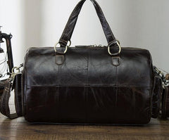 Cool Black Coffee Leather Men Barrel Overnight Bags Travel Bags Weekender Bags For Men