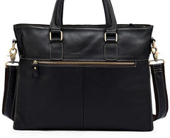 Cool Black Leather Mens Briefcase 13inch Work Bag Business Bag For Men