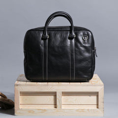 Cool Black Leather Mens Briefcase Work Bag Laptop Bag Business Bag for Men