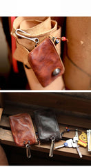 Cool Black Leather Mens Charcoal Key Wallet Coin Purse Front Pocket Wallets For Men