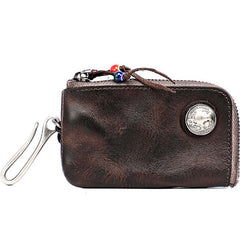 Cool Black Leather Mens Charcoal Key Wallet Coin Purse Front Pocket Wallets For Men