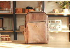 Cool Camel Leather Mens Travel Black Backpack Work 14 inches Brown Work Backpack For Men