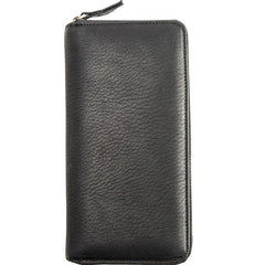 Cool Black Leather Mens Zipper Clutch Wallet Long Wallet for Men