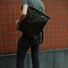 Cool Black Mens Leather Backpack Travel Backpacks School Backpacks for men
