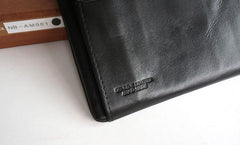 Cool Black Mens Leather Bifold Long Wallet Phone Soft Leather Long Wallet for Men