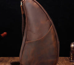 Cool Vintage Brown Leather Chest Bag Sling Bag Sling Crossbody Bag For Men