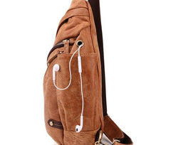 Cool Camel Black Leather Chest Bags Sling Bag Sling Crossbody Bag For Men