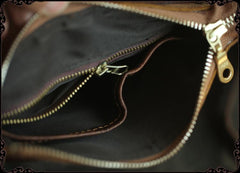 Cool Brown Leather Mens Vertical Side Bag Small Messenger Bag Courier Bag For Men
