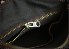 Cool Brown Leather Mens Vertical Side Bag Small Messenger Bag Courier Bag For Men