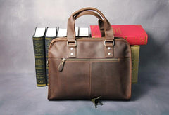 Cool Brown Coffee Leather Mens Briefcase 12inch Work Handbag Business Bag for Men