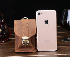 Cool Brown Leather Cell Phone HOLSTER Belt Pouches for Men Waist Bags BELT BAG For Men
