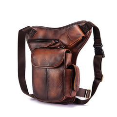 Cool Brown Leather Men's Waist Bag Phone Holster Shoulder Bag Mini Side Bag Belt Pouch For Men